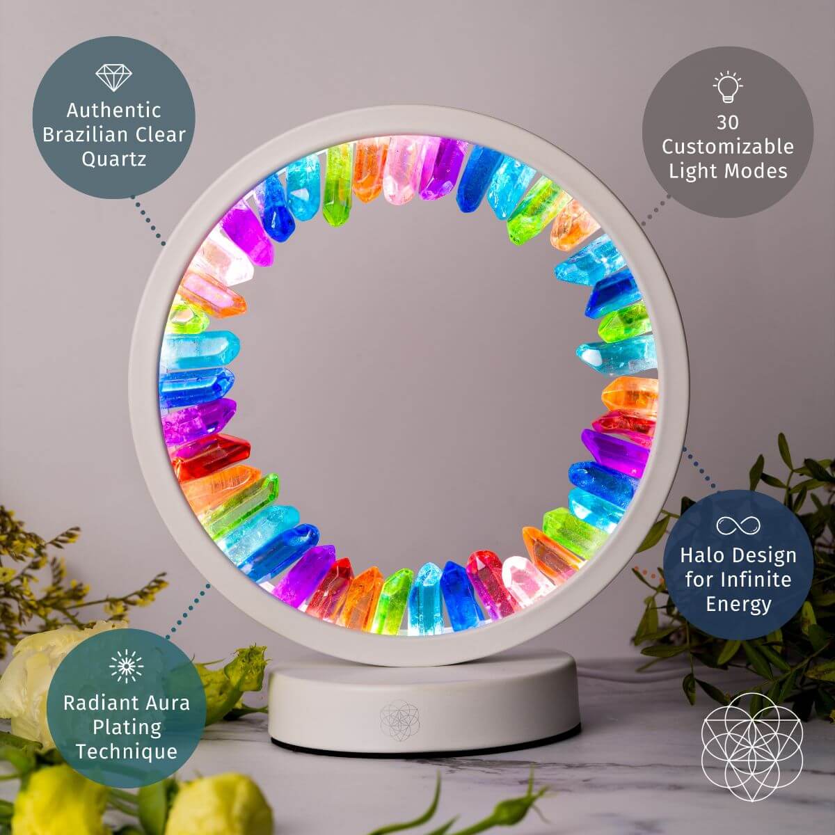 Rainbow After the Storm - Clear Quartz Lamp of Hope - Pileggi on the Square Salon Powered by Gatto Salon Group