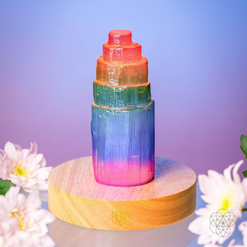 Rainbow’s Blessing - Selenite Tower of Peace & Protection - Pileggi on the Square Salon Powered by Gatto Salon Group