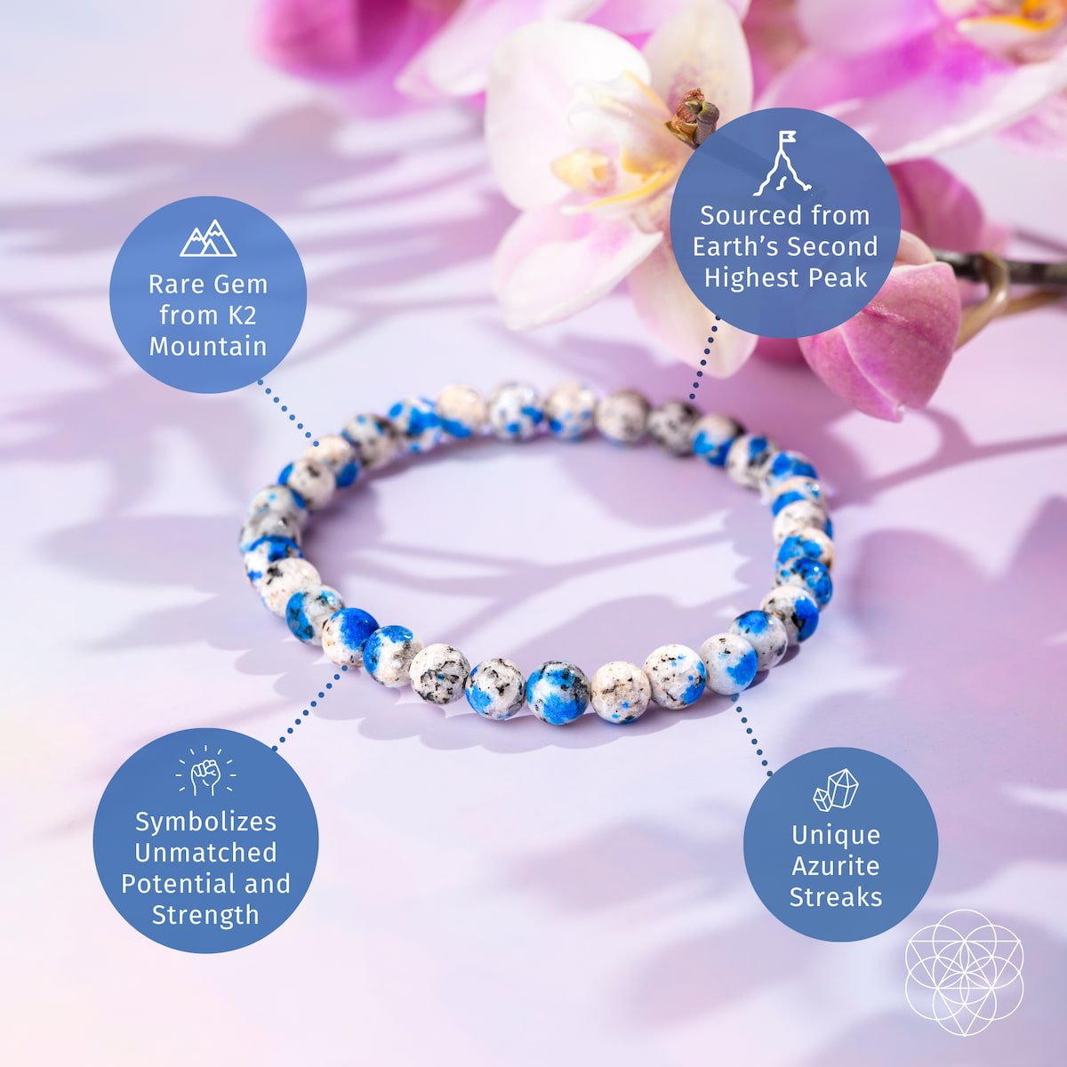 Rare K2 Stone Bracelet of Spiritual Adventure | 6mm - Pileggi on the Square Salon Powered by Gatto Salon Group