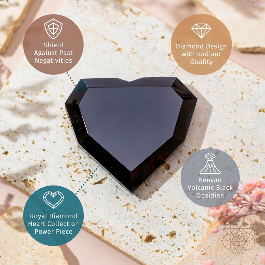 Royal Diamond Heart - Black Obsidian Negativity Repellent - Pileggi on the Square Salon Powered by Gatto Salon Group
