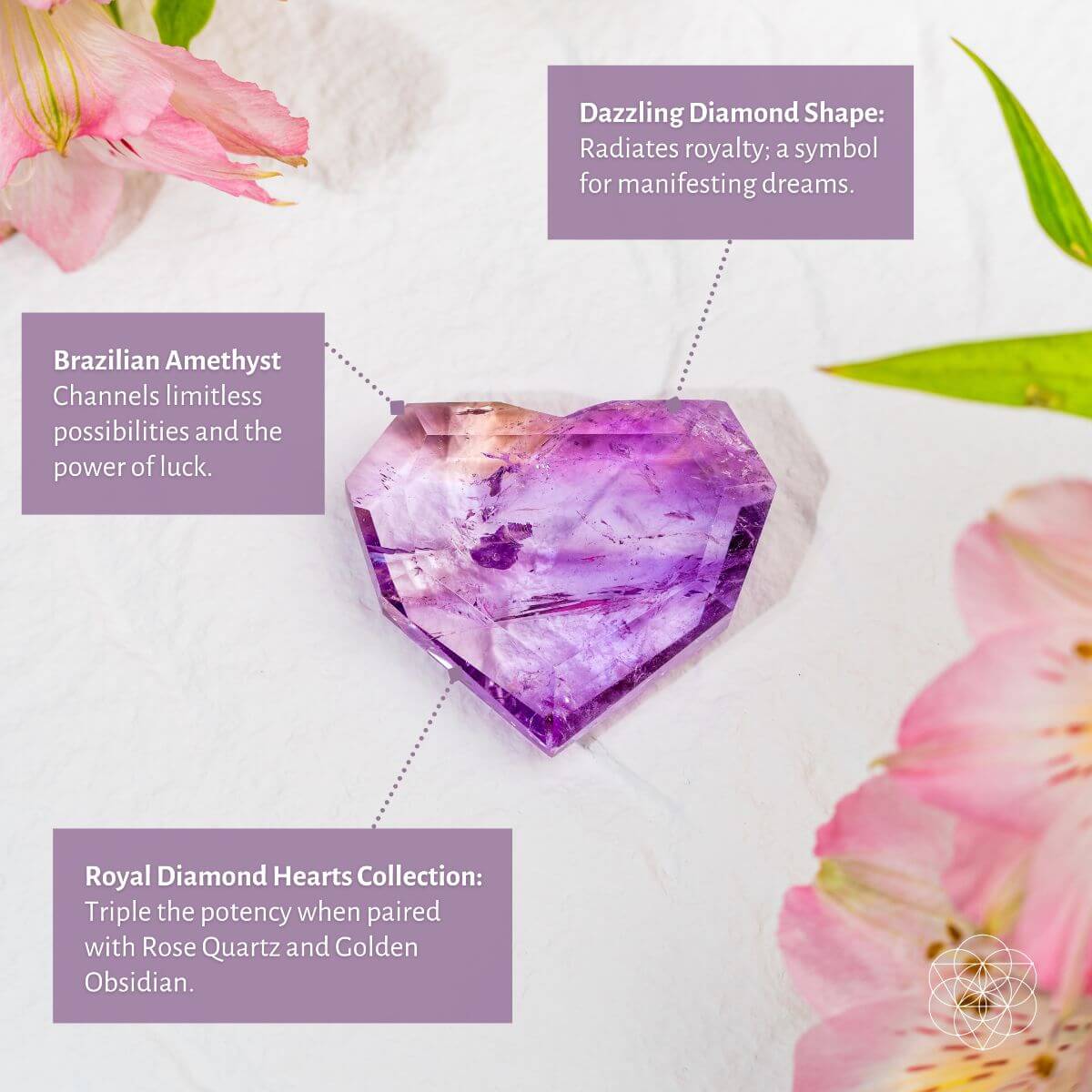 Royal Diamond Heart - Brazilian Amethyst for Manifestation - Pileggi on the Square Salon Powered by Gatto Salon Group