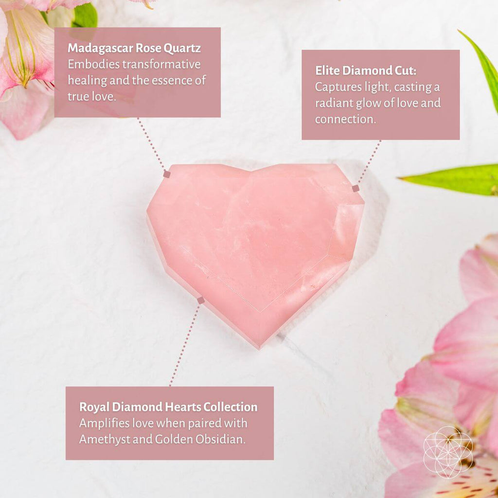 Royal Diamond Heart - Madagascar Rose Quartz for Infinite Love - Pileggi on the Square Salon Powered by Gatto Salon Group