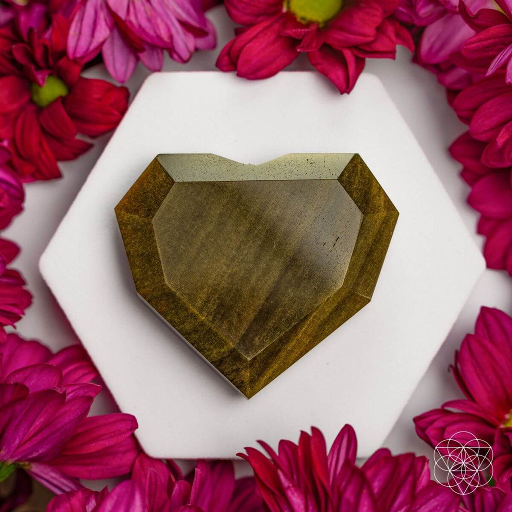 Royal Diamond Heart - Mexican Gold Obsidian for Protection - Pileggi on the Square Salon Powered by Gatto Salon Group