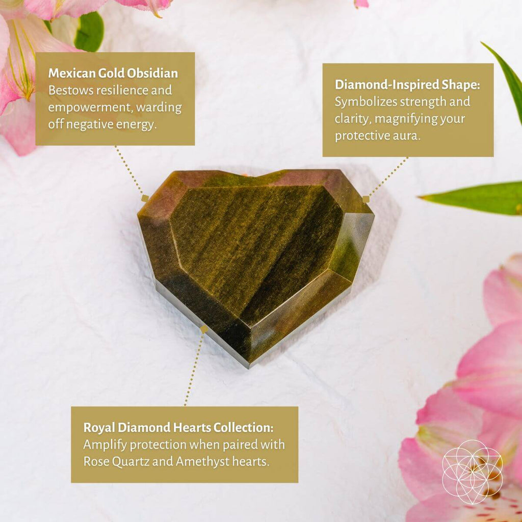 Royal Diamond Heart - Mexican Gold Obsidian for Protection - Pileggi on the Square Salon Powered by Gatto Salon Group