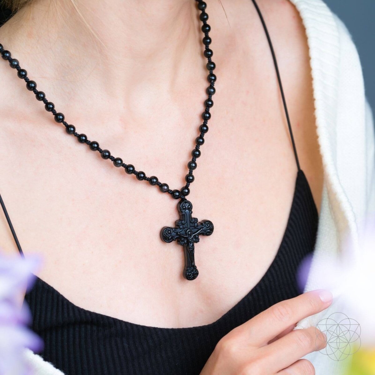 Sacred Armor: Black Obsidian Cross of Faith & Protection - Pileggi on the Square Salon Powered by Gatto Salon Group