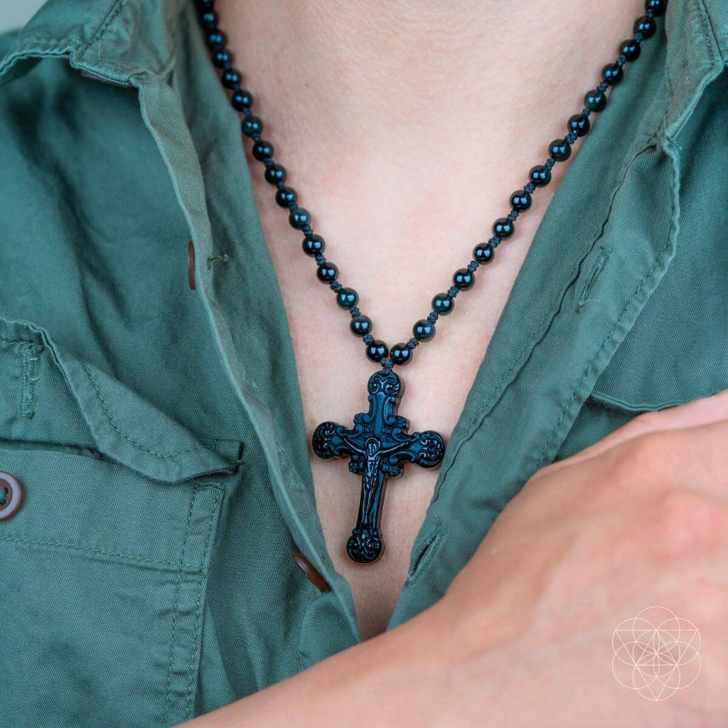 Sacred Armor: Black Obsidian Cross of Faith & Protection - Pileggi on the Square Salon Powered by Gatto Salon Group
