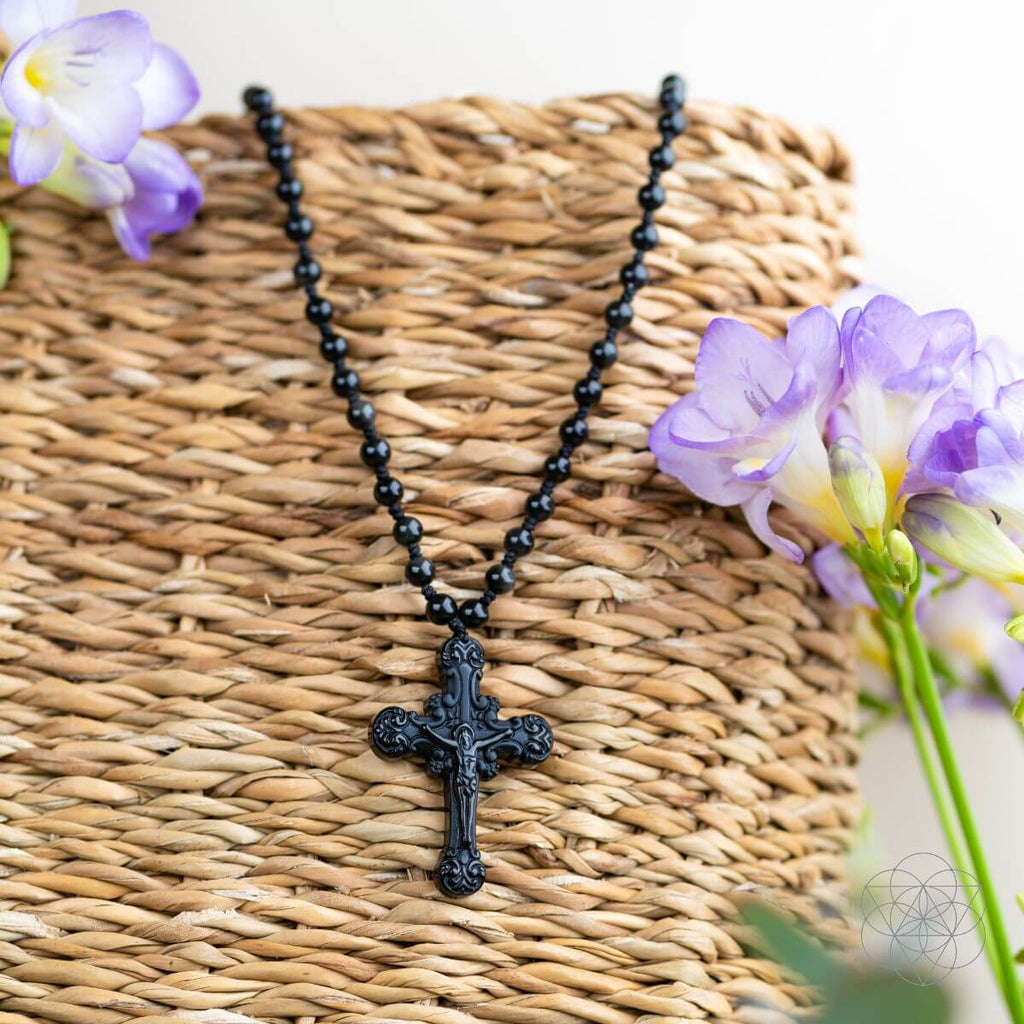 Sacred Armor: Black Obsidian Cross of Faith & Protection - Pileggi on the Square Salon Powered by Gatto Salon Group