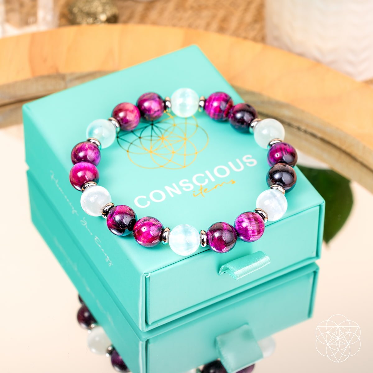 Shape Your Future – Pink Galaxy Tiger’s Eye Bracelet - Pileggi on the Square Salon Powered by Gatto Salon Group
