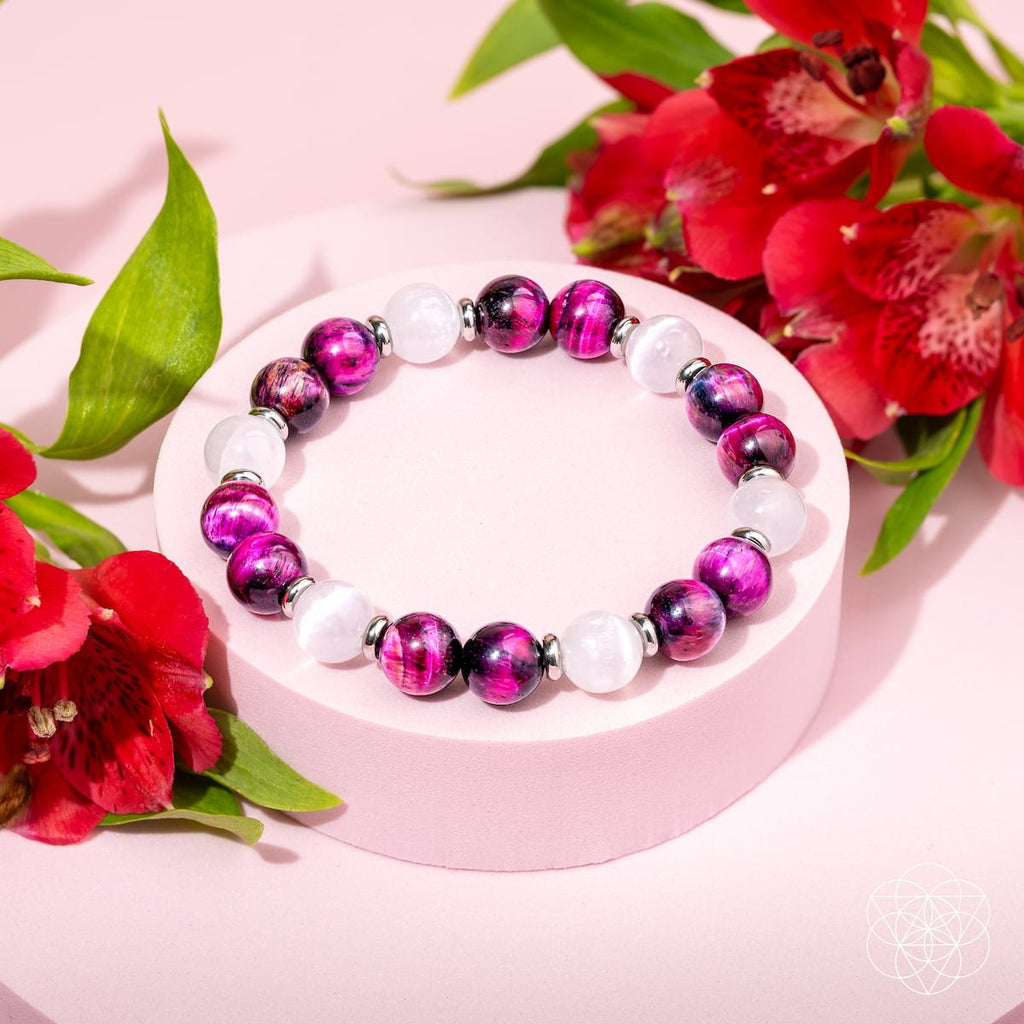 Shape Your Future – Pink Galaxy Tiger’s Eye Bracelet - Pileggi on the Square Salon Powered by Gatto Salon Group