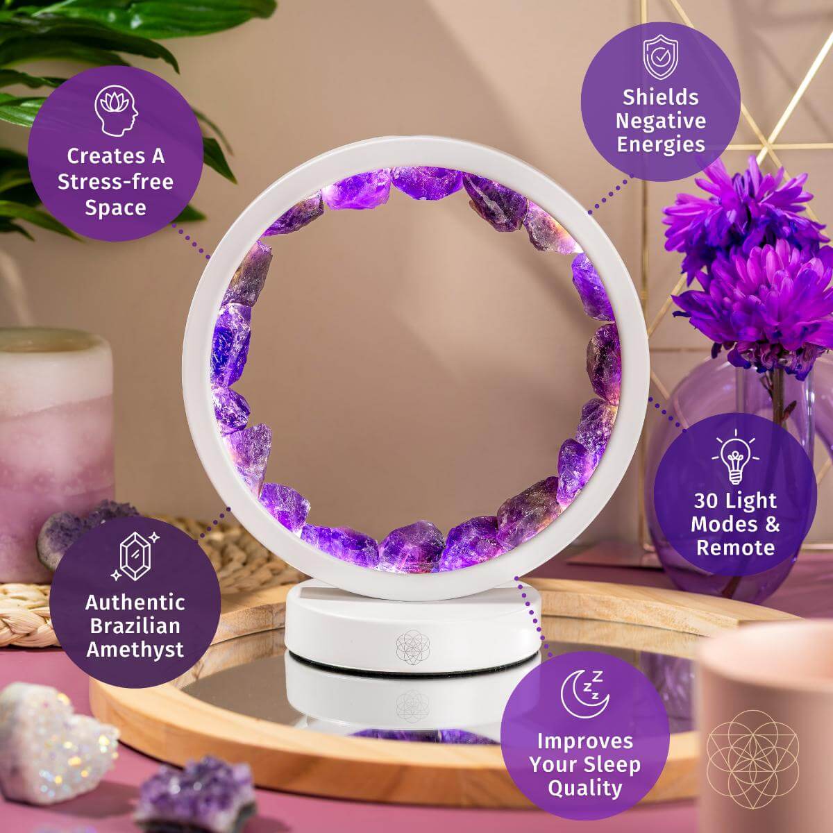 Stress Less, Sleep More – Amethyst Healing Lamp - Pileggi on the Square Salon Powered by Gatto Salon Group