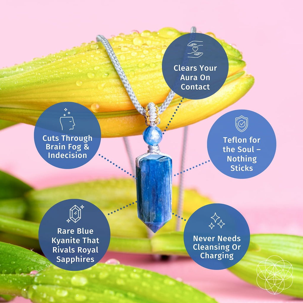 The Aura Shield - Rare Kyanite Pendant - Pileggi on the Square Salon Powered by Gatto Salon Group