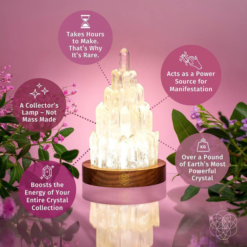 The Clear Quartz Manifestation Tower Lamp - Pileggi on the Square Salon Powered by Gatto Salon Group