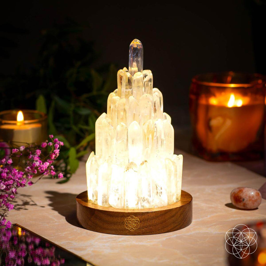 The Clear Quartz Manifestation Tower Lamp - Pileggi on the Square Salon Powered by Gatto Salon Group
