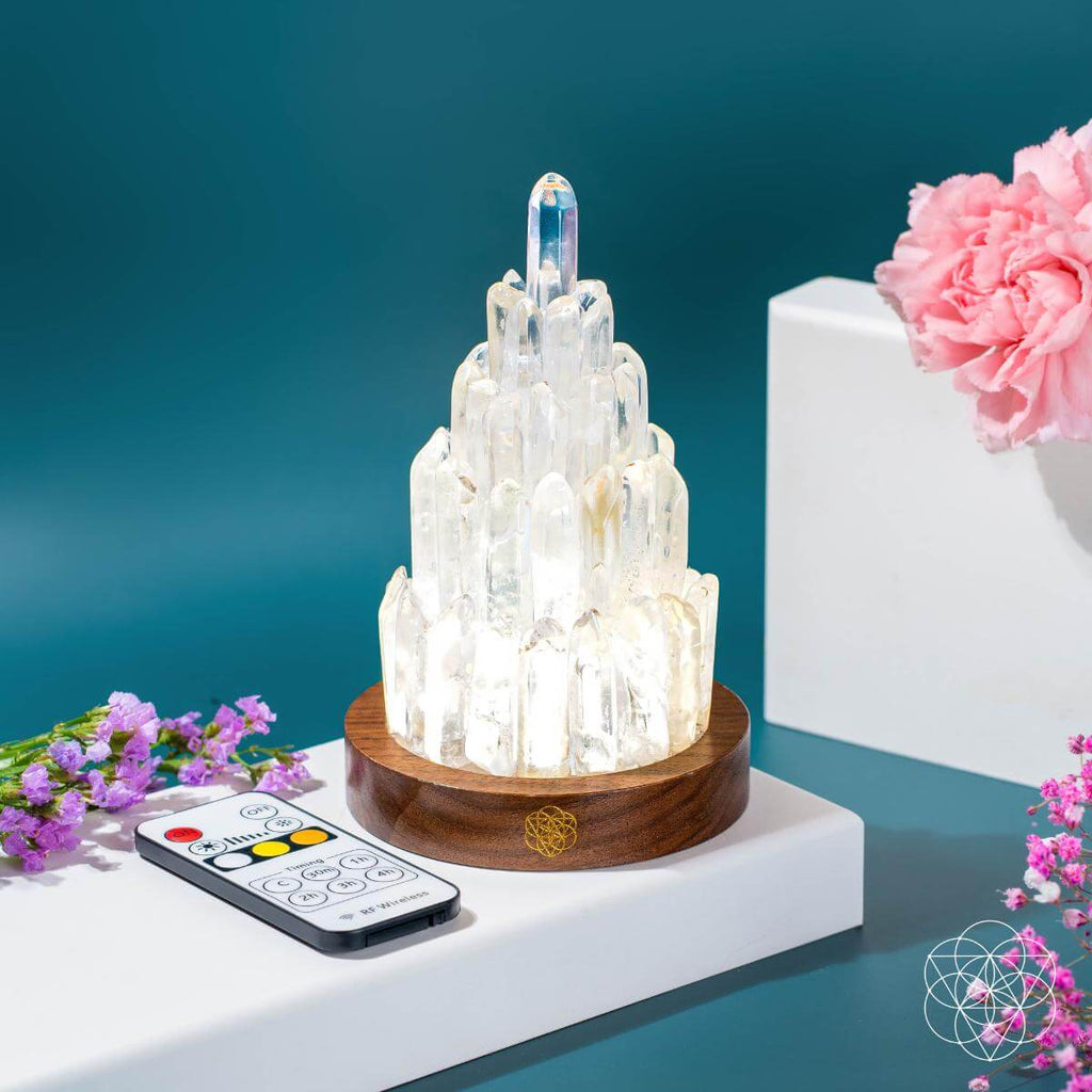The Clear Quartz Manifestation Tower Lamp - Pileggi on the Square Salon Powered by Gatto Salon Group