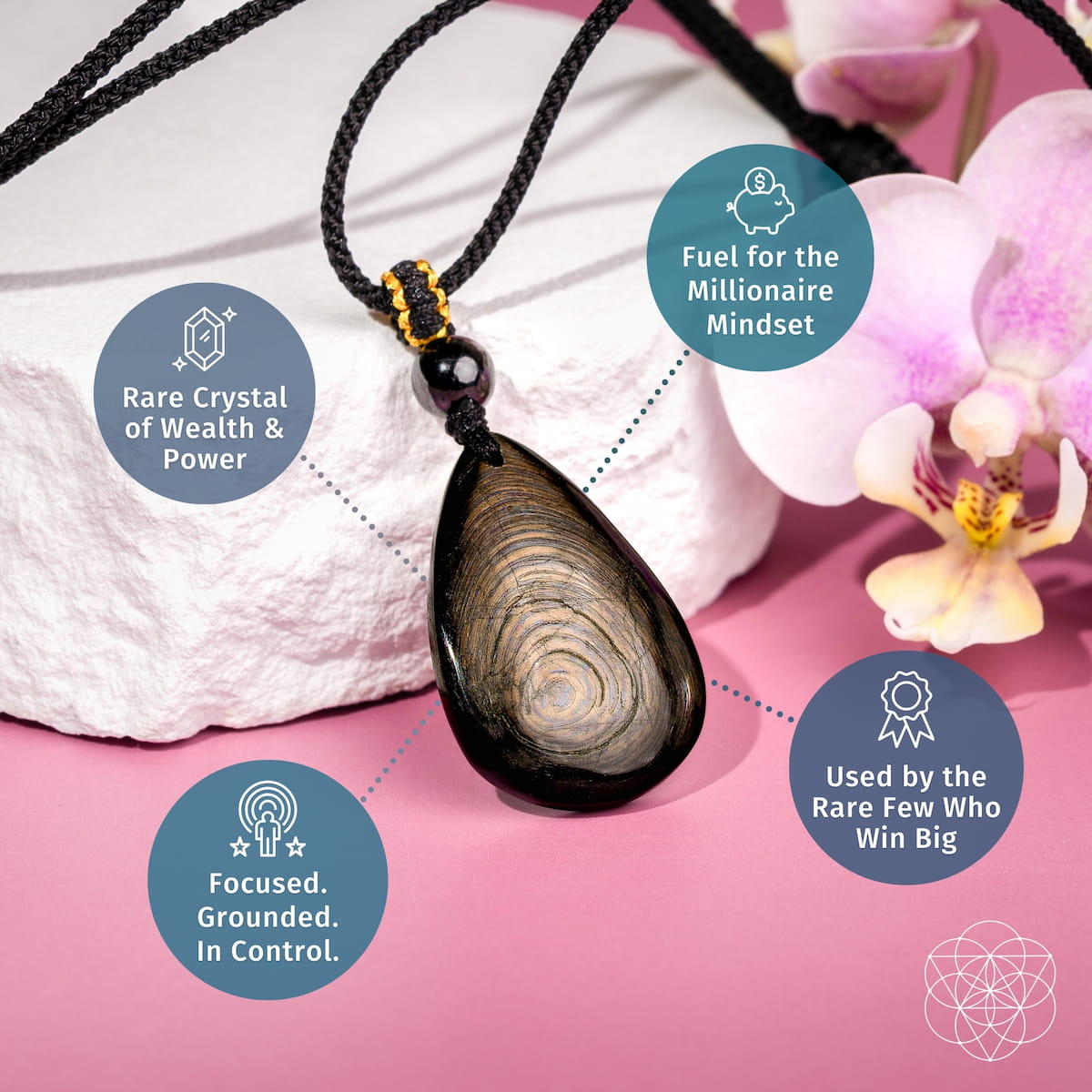 The ﻿Hypersthene Millionaire Manifestation Pendant - Pileggi on the Square Salon Powered by Gatto Salon Group