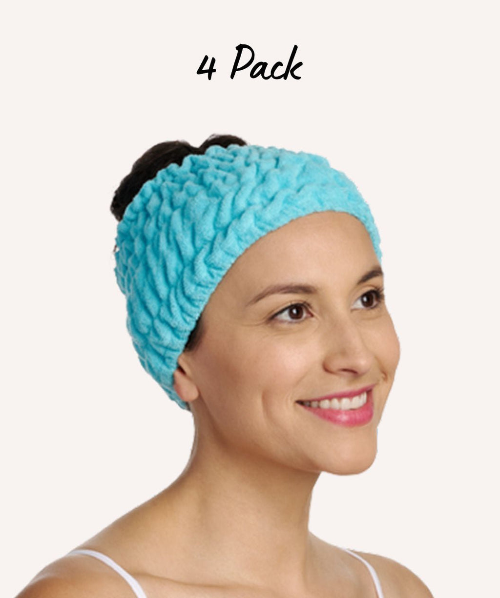 The Turbie Band® Four Pack - Extra Wide Headband | Pink, Purple, Capri & White | Microfiber - Pileggi on the Square Salon Powered by Gatto Salon Group