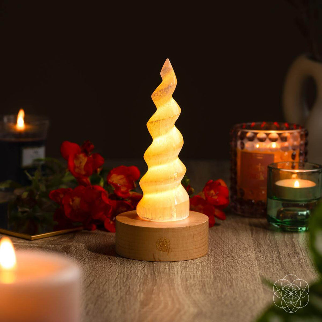 Therapy By Light - Selenite Flame Lamp - Pileggi on the Square Salon Powered by Gatto Salon Group