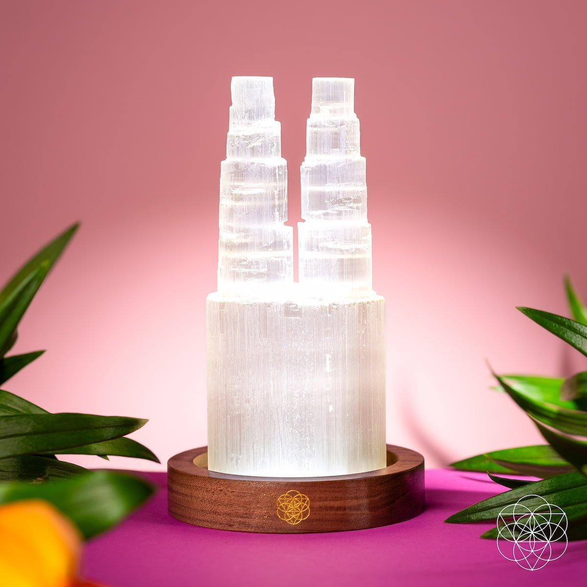 Two - Tower Selenite Lamp – Deep Energy Cleanse & Reset - Pileggi on the Square Salon Powered by Gatto Salon Group