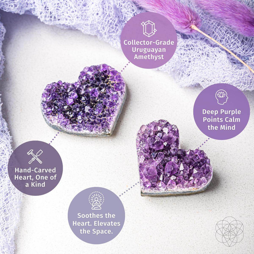 Uruguayan Amethyst Love Heart Cluster - AAA Premium Quality - Pileggi on the Square Salon Powered by Gatto Salon Group