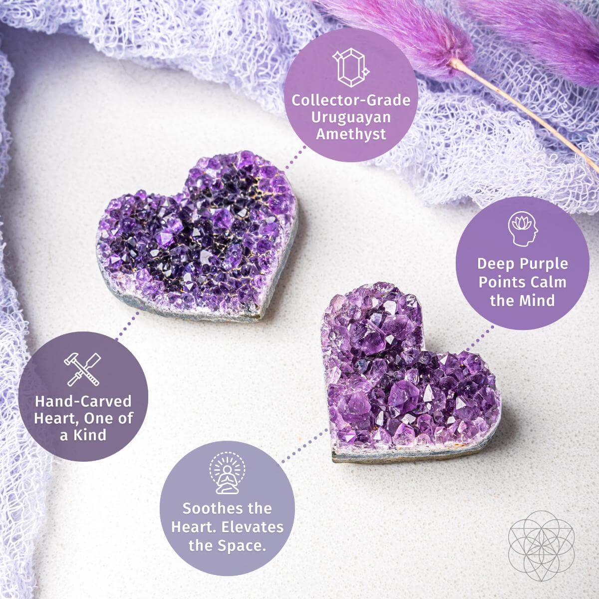 Uruguayan Amethyst Love Heart Cluster - AAA Premium Quality - Pileggi on the Square Salon Powered by Gatto Salon Group